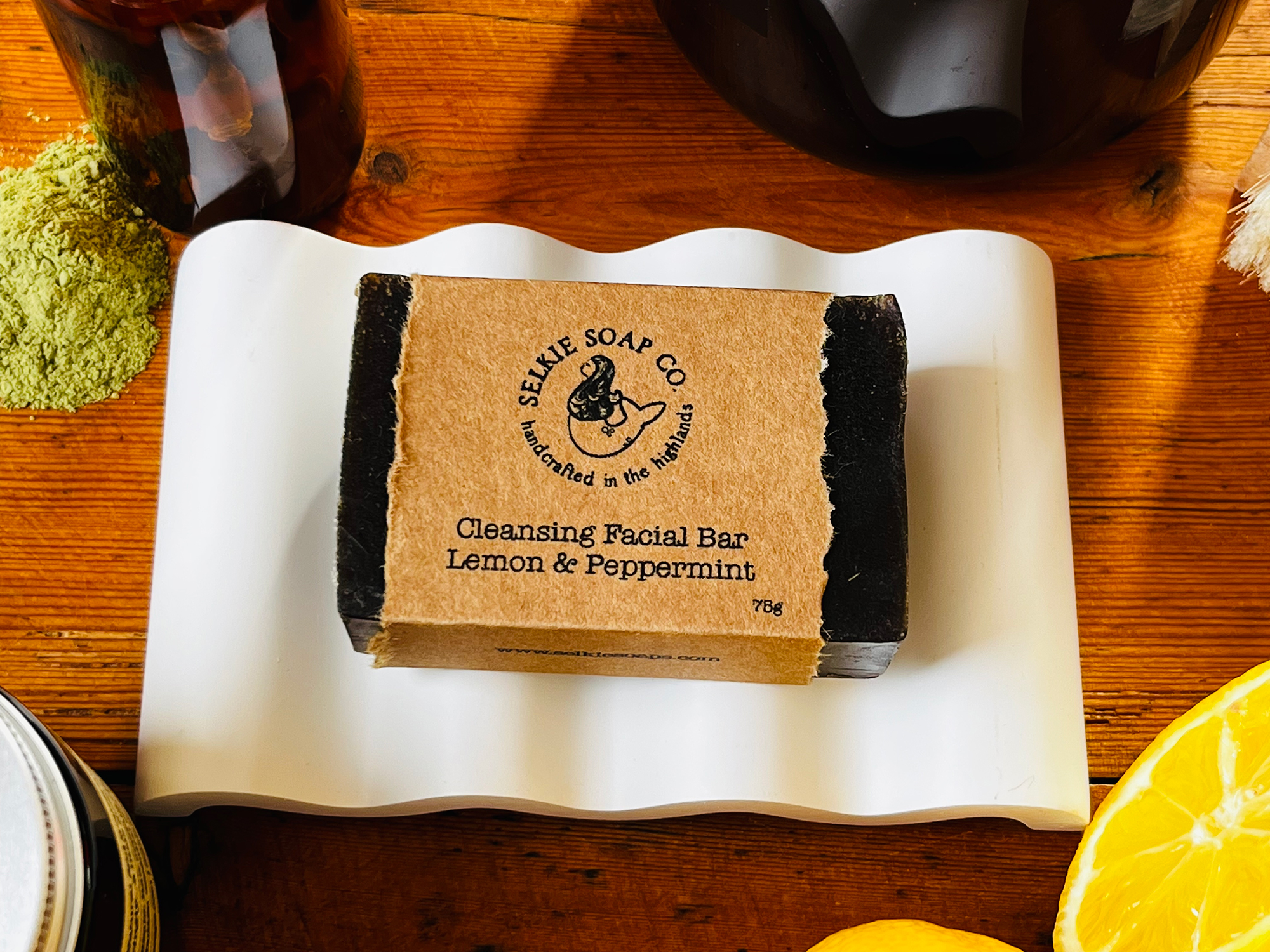 Cleansing Facial Soap Bar (Lemon & Peppermint) - Image 2